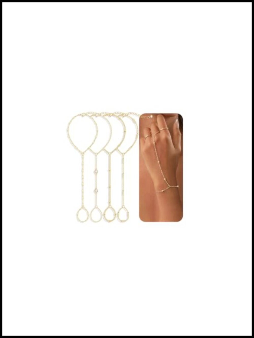 4 Pcs Dainty Gold Plated Link Chain Bracelet Set with Cubic Zirconia,